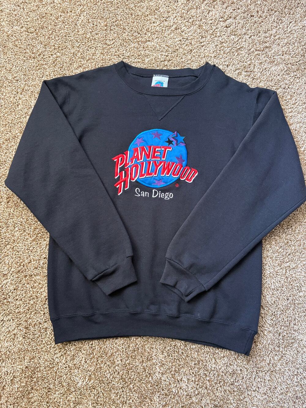 Vintage Planet Hollywood Made In USA San Diego Embroidered Crewneck Size Medium